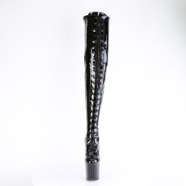 Pleaser CRAZE-3023 Botas por encima de la rodilla con Plataforma Charol Negro EU-37 / US-7