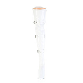 Pleaser CRAZE-3028 Botas por encima de la rodilla con Plataforma Charol Blanco EU-36 / US-6