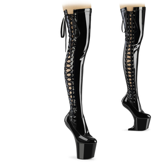 Pleaser CRAZE-3050 Botas por encima de la rodilla con Plataforma Charol Negro EU-38 / US-8