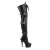Pleaser Bota Alta DELIGHT-3028 Negro Elástico  Cuero Sintético EU-37 / US-7