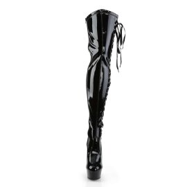 Pleaser Bota Alta DELIGHT-3050 Negro Elástico...