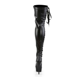 Pleaser Bota Alta DELIGHT-3050 Negro Elástico  Cuero Sintético EU-40 / US-10