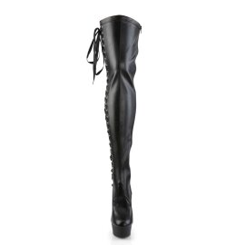 Pleaser Bota Alta DELIGHT-3050 Negro Elástico...