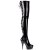 Pleaser Bota Alta DELIGHT-3063 Negro Elástico Charol EU-41 / US-11