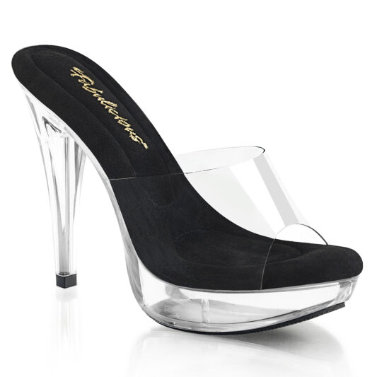 Fabulicious COCKTAIL-501 Zuecos con Plataforma Negro transparente EU-40 / US-10