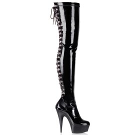 Pleaser Bota Alta DELIGHT-3063 Negro Elástico...