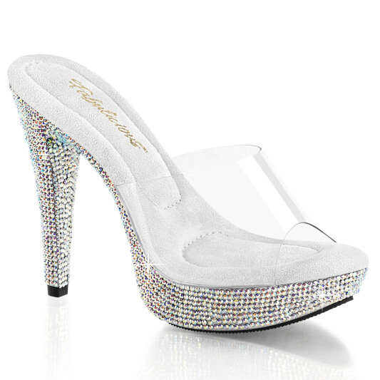 Fabulicious COCKTAIL-501DM Zuecos Plataforma Tono Claro pedrería Plata EU-42 / US-12