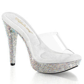 Fabulicious COCKTAIL-501DM Zuecos Plataforma Tono Claro pedrería Plata EU-42 / US-12