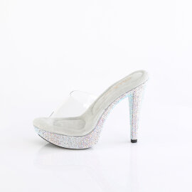 Fabulicious COCKTAIL-501DM Zuecos Plataforma Tono Claro pedrería Plata EU-43 / US-13