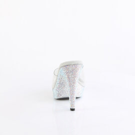 Fabulicious COCKTAIL-501DM Zuecos Plataforma Tono Claro pedrería Plata EU-43 / US-13