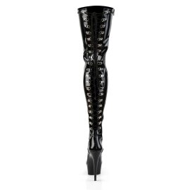 Pleaser Bota Alta DELIGHT-3063 Negro Elástico Charol EU-37 / US-7