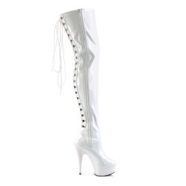 Pleaser Bota Alta DELIGHT-3063 Blanco Elástico Charol EU-35 / US-5
