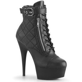 Pleaser Botín DELIGHT-600-05 Negro Cuero Sintético EU-35 / US-5