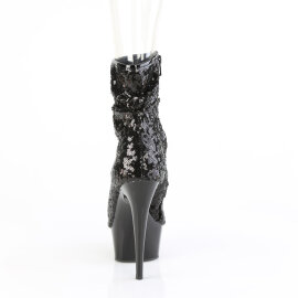 Pleaser DELIGHT-1008SQ Botines Plataforma lentejuelas Negro EU-37 / US-7