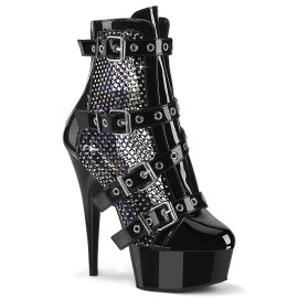 Pleaser DELIGHT-1013RM Botines Plataforma Charol pedrería malla Negro EU-37 / US-7