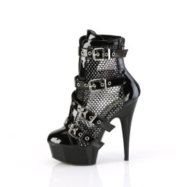 Pleaser DELIGHT-1013RM Botines Plataforma Charol pedrería malla Negro EU-39/US-9
