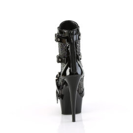 Pleaser DELIGHT-1013RM Botines Plataforma Charol pedrería malla Negro EU-40 / US-10