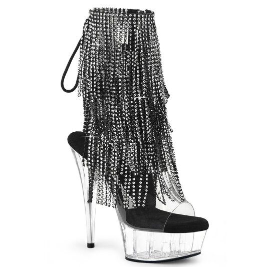 Pleaser DELIGHT-1017RSF Botines Plataforma Tono Claro pedrería Negro EU-37 / US-7