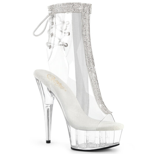 Pleaser DELIGHT-1018C-2RS Botines Plataforma Tono Claro pedrería Transparente EU-35 / US-5