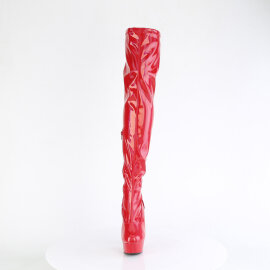 Pleaser DELIGHT-3000HWR Botas por encima de la rodilla con Plataforma Charol Holograma Red EU-35 / US-5