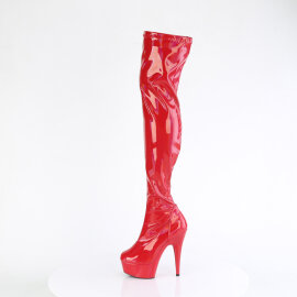 Pleaser DELIGHT-3000HWR Botas por encima de la rodilla con Plataforma Charol Holograma Red EU-35 / US-5