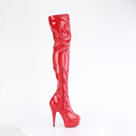 Pleaser DELIGHT-3000HWR Botas por encima de la rodilla con Plataforma Charol Holograma Red EU-35 / US-5