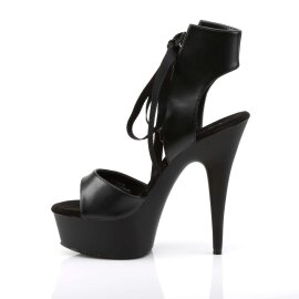 Pleaser Sandalia de Tacón DELIGHT-600-14 Negro Cuero Sintético EU-37 / US-7