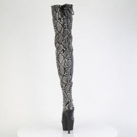 Pleaser DELIGHT-3008SP-BT Botas por encima de la rodilla con Plataforma Estampado de serpiente Gris EU-36 / US-6