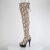 Pleaser DELIGHT-3008SP-BT Botas por encima de la rodilla con Plataforma Estampado de serpiente Marrón EU-37 / US-7