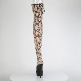 Pleaser DELIGHT-3008SP-BT Botas por encima de la rodilla con Plataforma Estampado de serpiente Marrón EU-35 / US-5