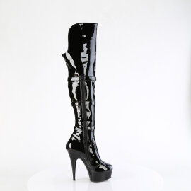Pleaser DELIGHT-3018 Botas por encima de la rodilla con Plataforma Charol Negro EU-36 / US-6