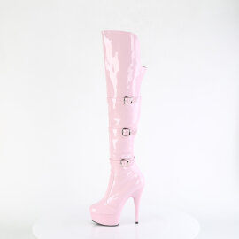 Pleaser DELIGHT-3018 Botas por encima de la rodilla con Plataforma Charol Rosa EU-36 / US-6