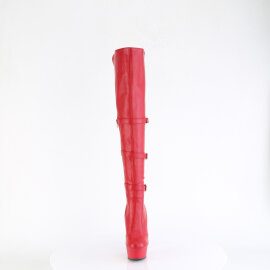 Pleaser DELIGHT-3018 Botas por encima de la rodilla con Plataforma de Piel Sintética Rojo EU-35 / US-5