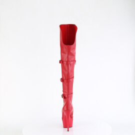 Pleaser DELIGHT-3018 Botas por encima de la rodilla con Plataforma de Piel Sintética Rojo EU-35 / US-5