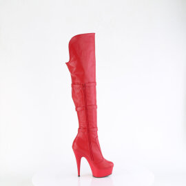 Pleaser DELIGHT-3018 Botas por encima de la rodilla con Plataforma de Piel Sintética Rojo EU-35 / US-5