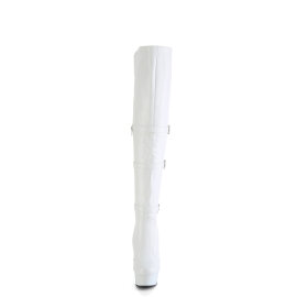 Pleaser DELIGHT-3018 Botas por encima de la rodilla con Plataforma de Piel Sintética Blanco EU-38 / US-8