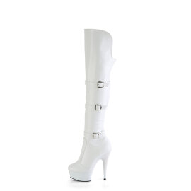 Pleaser DELIGHT-3018 Botas por encima de la rodilla con Plataforma de Piel Sintética Blanco EU-38 / US-8