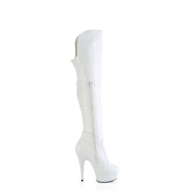 Pleaser DELIGHT-3018 Botas por encima de la rodilla con Plataforma de Piel Sintética Blanco EU-39 / US-9