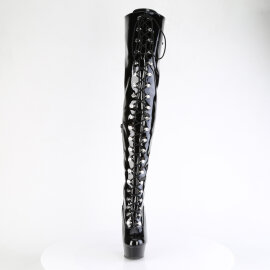 Pleaser DELIGHT-3022 Botas por encima de la rodilla con Plataforma Charol Negro EU-35 / US-5