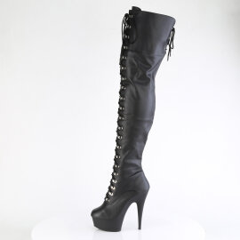 Pleaser DELIGHT-3022 Botas por encima de la rodilla con Plataforma de Piel Sintética Negro EU-36 / US-6