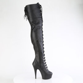 Pleaser DELIGHT-3022 Botas por encima de la rodilla con Plataforma de Piel Sintética Negro EU-36 / US-6