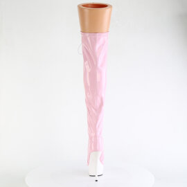 Pleaser DELIGHT-3029 Botas por encima de la rodilla con Plataforma Charol Rosa EU-35 / US-5