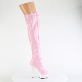 Pleaser DELIGHT-3029 Botas por encima de la rodilla con Plataforma Charol Rosa EU-35 / US-5