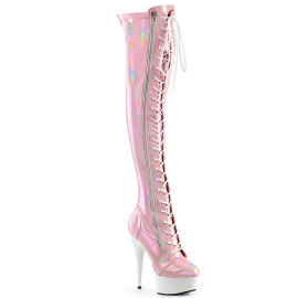 Pleaser DELIGHT-3029 Botas por encima de la rodilla con Plataforma Charol Rosa EU-38 / US-8