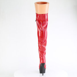 Pleaser DELIGHT-3029 Botas por encima de la rodilla con Plataforma Charol Holograma Red EU-35 / US-5