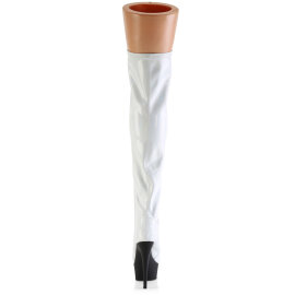 Pleaser DELIGHT-3029 Botas por encima de la rodilla con Plataforma Patent Holograma Blanco EU-37 / US-7