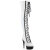 Pleaser DELIGHT-3029 Botas por encima de la rodilla con Plataforma Charol Holograma Blanco EU-38 / US-8