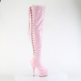 Pleaser DELIGHT-3063 Botas por encima de la rodilla con Plataforma Charol Rosa EU-37 / US-7