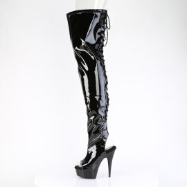 Pleaser DELIGHT-4017 Botas por encima de la rodilla con Plataforma Charol Negro EU-35 / US-5