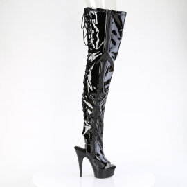 Pleaser DELIGHT-4017 Botas por encima de la rodilla con Plataforma Charol Negro EU-35 / US-5